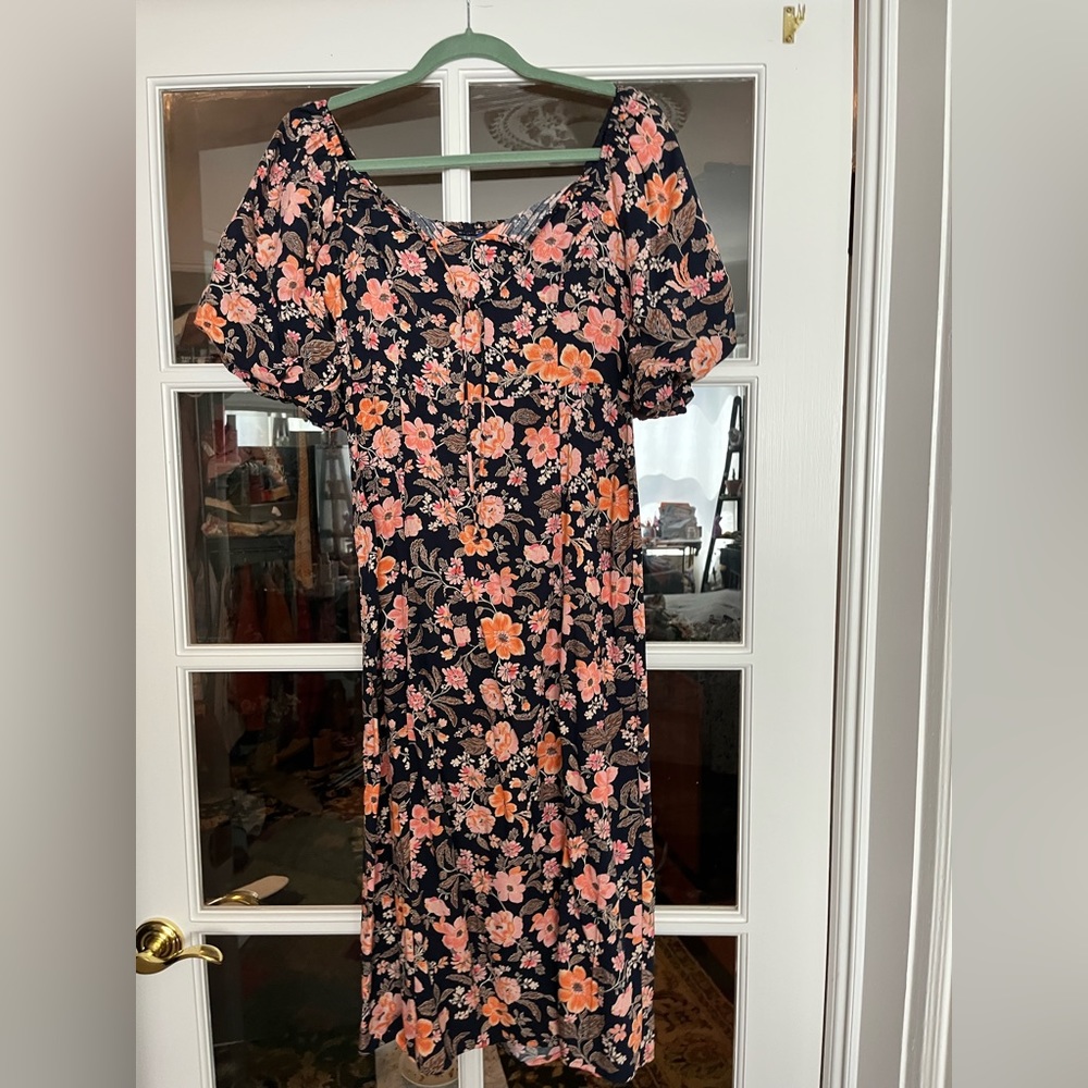 Old Navy Midi-floral Puff sleeve dress with Slit